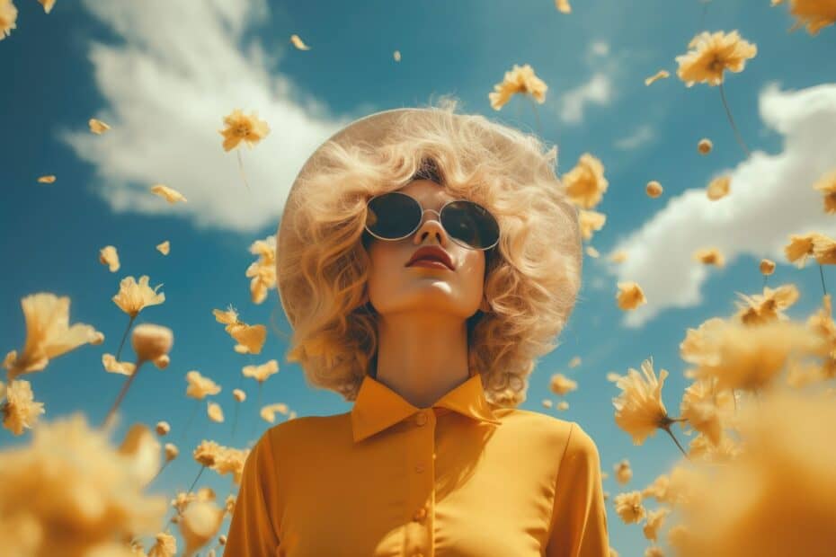 Coverbild zum Bericht über Charisma Escort mit Frau in gelber Kleidung und Sonnenbrille in einem Feld gelber Blumen stehend.