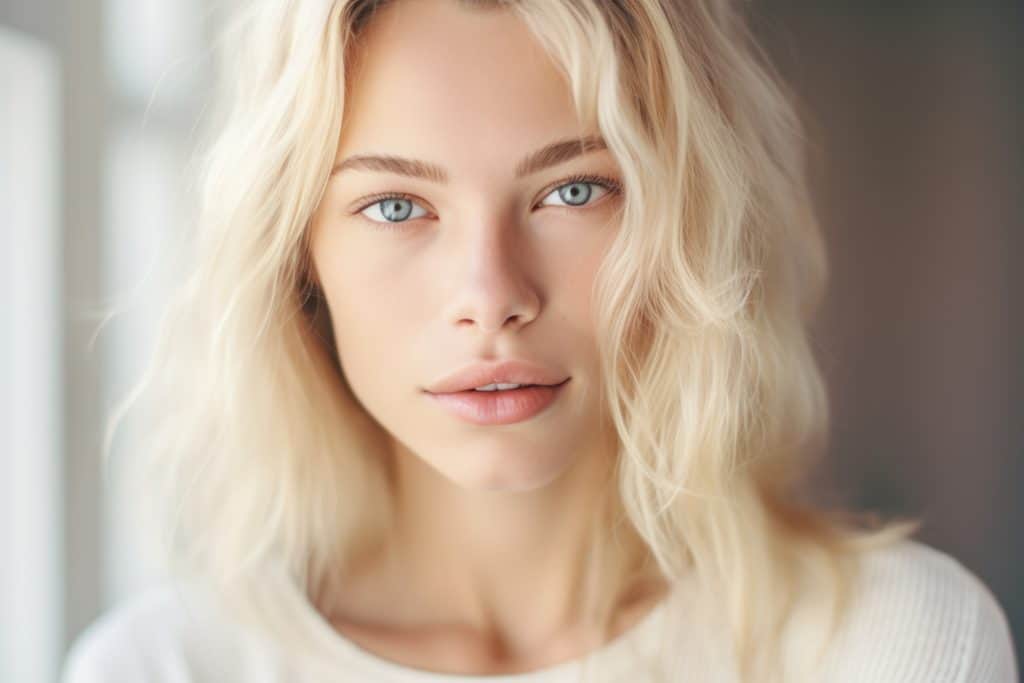 KI-Bild einer schönen Frau, welche real in einem Escort Date nicht so perfekt aussieht.